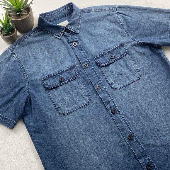 Fundamental Coast Denim Short Sleeve Button Up (Blue) - Picture 4 of 16